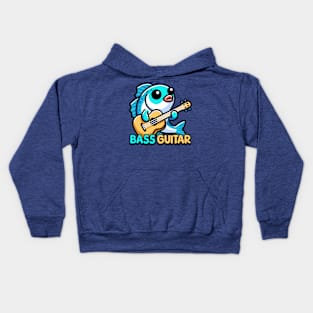 Bass Guitar! Cute Musical Fish Pun Cartoon Kids Hoodie